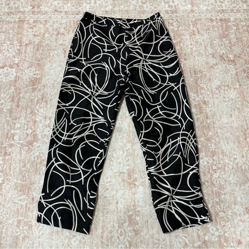 Vintage 100% Silk High Waisted Patterned Capri Pants